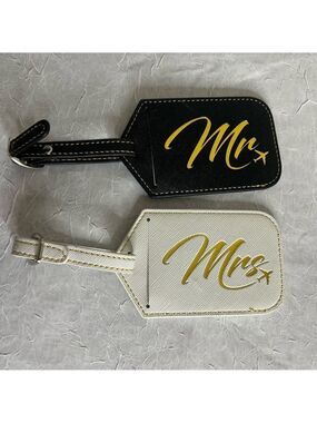 Black and White Mr. and Mrs. Luggage Tags